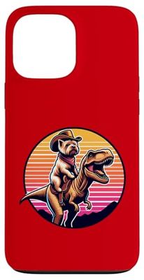 Funny Cowboy Cairn Terrier Riding T-Rex Case for iPhone 13 Pro Max