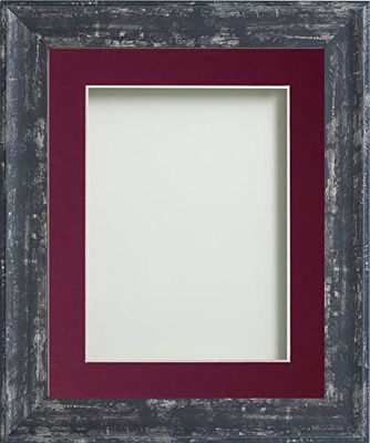 Frame Company Lynton Coal Photo Frame with Plum Mount, 9x7 for 7x5 inch, fitted with perspex