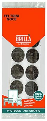 La Briantina Feltrini Autoadesivi Rotondi per Mobili, Protezione Sedie Arredi e Pavimenti, Colore Noce, Diametro 2.2 cm, 12 Pezzi
