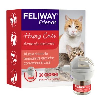 FELIWAY Friends Diffusore + Ricarica da 48 ml Calmante per Ridurre Conflitti tra Gatti - Feromoni Felini Rilassanti e Tranquillanti per Gatti che Litigano e Non Vanno d'Accordo