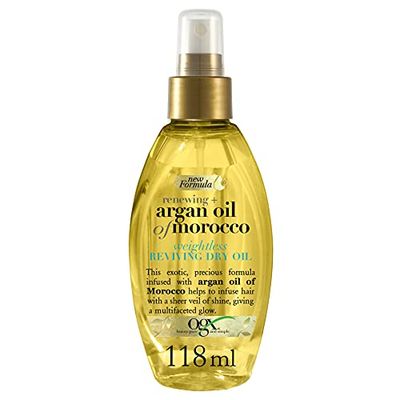 OGX Óleo evitalizante de argão de Marrocos, óleo seco em spray anti-frizz, textura leve, fortaleça e suavidade 118 ml