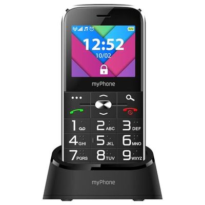 myPhone Halo C 2.2 Inch Mobile Phone for Seniors without Contract with Large Buttons, Torch, Charging Station, Dual SIM, Bluetooth, Large Battery 1900 mAh, Camera - Black