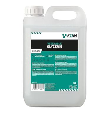 EQM - ECO-904 - Glicerina vegetale - 5L - Purezza 99,5% Glicerolo 100% Naturale - Idratante naturale per capelli e pelle - Ideale per saponi, shampoo, creme, ecc.