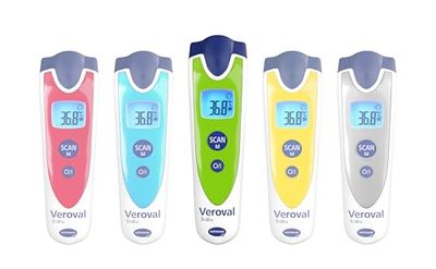 VEROVAL Thermomètre infrarouge pour bébé VERT, mesure sans contact et silencieuse, température corporelle, température de l'objet, température ambiante, mesure rapide, maniabilité