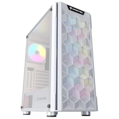 Nfortec Azir Torre ATX Frontal 3D Mallado 4 Ventiladores Cristal Templado Blanca