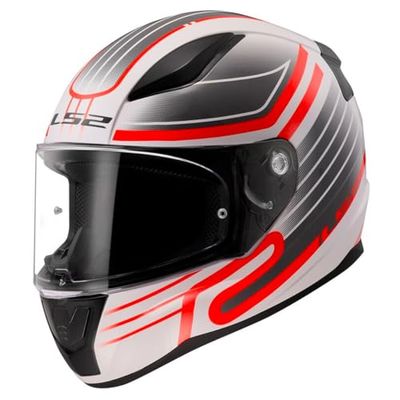 LS2, Casque Moto Intégral Rapid II Circuit Gloss White Red, XS