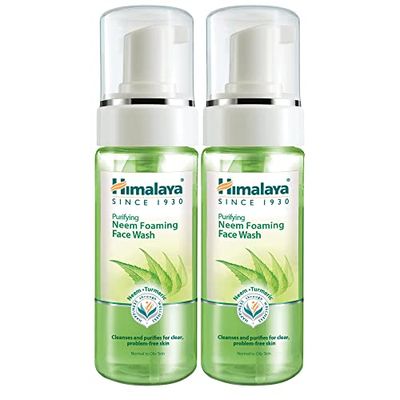 Himalaya Herbals Mousse nettoyante pour le visage à l'extrait de curcuma - Nettoyant pour le visage à base de plantes sans savon, SLS - TESTÉ PAR DERMATOLOGIE 150 ml (2-Pack Neem Foaming Face Wash)