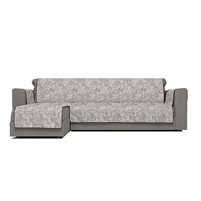 Italian Bed Linen Glamour - Funda para sofá Antideslizante con Chaise Longue Izquierda, marrón, 290 cm