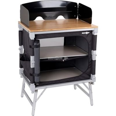 BRUNNER 0422091N.C06 Meuble de Cuisine de Camping Compact Peu encombrant idéal pour Van et Minibus Azabache Cube avec Plateau en Bambou