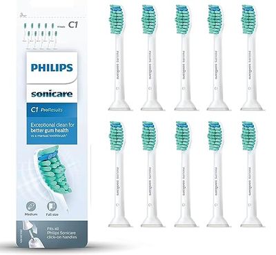 Philips Sonicare C1 ProResults Testine per spazzolino elettrico sonico, 10 testine per denti puliti e gengive sane, colore bianco (modello HX6010/32)