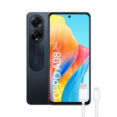 OPPO A98 5G Smartphone, zonder SIM-slot, 8 GB + 256 GB, display van 16,7 inch (16,7 cm), camera 64 + 2 + 32 MP, microscoopcamera, Android, batterij 5000 mAh, snel opladen, 67 W, zwart
