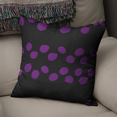 BonaMaison Housse de Coussin Motif, Violet et Noir Taie d'oreiller pour Lit Voiture Canapé Maison Salon Chambre, Décoration D'intérieur, 43x43cm - Conçu et Fabriqué en Turquie