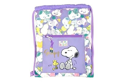 CyP Brands Snoopy Rugzak met trekkoord, tas, accessoires, paars, officieel product, Paars, Estandar