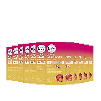 Veet Tricot Waxstrepen, Nectarine geur, reismaat, 1 x 8 strepen