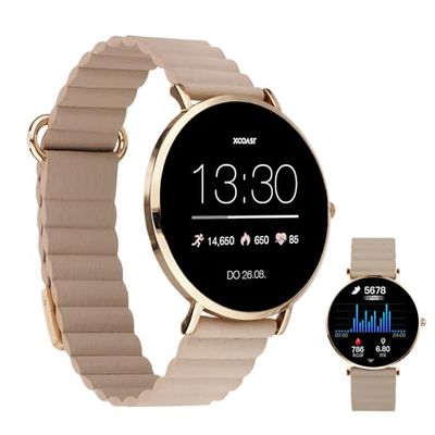 X-WATCH 54010 Siona Fitness Armbandur för Kvinnor med Stegräknare och Puls Tracker, Rosguld