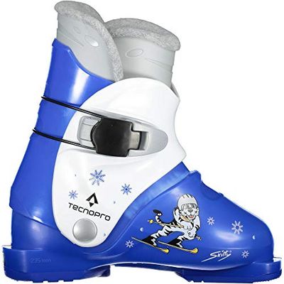 Tecnopro Chaussures de Ski Skitty Jr Mixte Enfant, Bleu/Blanc, 17.5