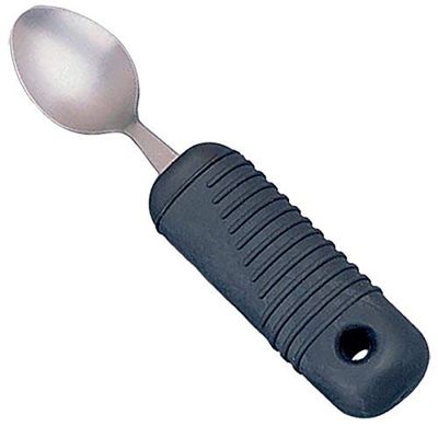 Cuillère Sammons Preston Sure Grip, cuillère en acier inoxydable avec épaisse poignée en caoutchouc nervurée, facilitant la prise en main, ustensile de diamètre 3.8cm.