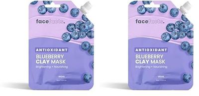 Face Facts Antioxidant Blueberry Kaolin Clay Face Mask | Brightens + Nourishes | Vegan (Pack of 2)