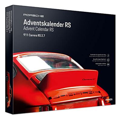 Franzis 55155-9 Calendario de Adviento Porsche Carrera RS, kit de construcción de vehículos a escala 1:24, módulo de sonido y libro de acompañamiento, para mayores de 14 años, 55155-9, colorido