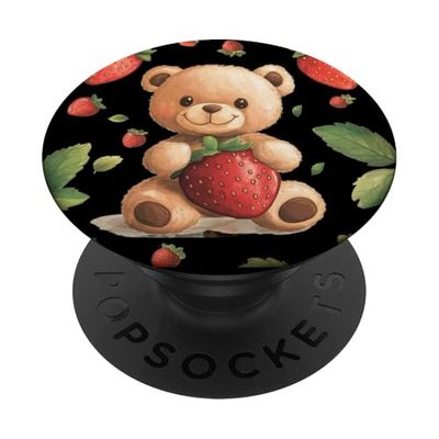 Bonito disfraz de frutas y oso de peluche para fanáticos de la fresa PopSockets PopGrip Adhesivo