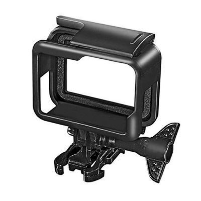 Mantona 21451 Comfort Frame für GoPro Hero, Befestigungsrahmen, Actioncam, Inkl. Schnellspann Halter, Linsenschutz Kappe und Schutzscheibe, Black, Silver, White