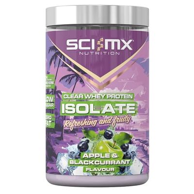 SCI-MX Clear Whey Isolate Protein - Apple and Blackcurrant Flavour - Lean Formula for Muscle Growth & Maintenance • Zero Fat • Low Sugar • Non-GMO • 400g • 21g Protein per Serving