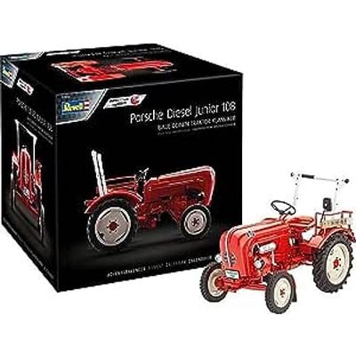 Revell 01036 Advent Calendar Porsche Junior 108 Oldtimer Traktor mit dem easy-click-system For a self-Built Tractor in 24 Days, red