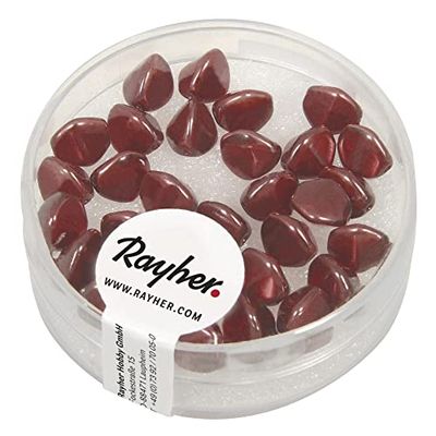 Rayher 14460297 Perline di Vetro Triangolare, 7 mm, Barattolo da 32 Pezzi, Bordeaux