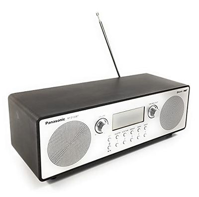 Panasonic RF-D100BT Radio Digital Dab, FM, Estilo Vintage, Despertador, Bluetooth, AUX, con Cable y a Pilas, Bass Reflex, Ideal para Interiores y Exteriores