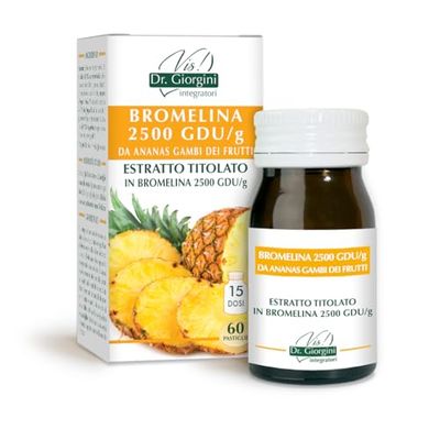 BROMELINA 2500 GDU/g da ANANAS pastiglie Giorgini Dr. Martino - 30 g (integratore di bromelina forte utile per contrastare la cellulite)