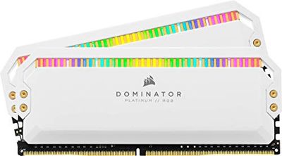 Corsair DOMINATOR PLATINUM RGB DDR4 32GB (2x16GB) 3600MHz C18 Desktop Memory (12 Ultra-Bright CAPELLIX RGB LEDs, Patented CORSAIR DHX Cooling, Wide Compatibility, Intel XMP 2.0) White (CMT32GX4M2D3600C18W)