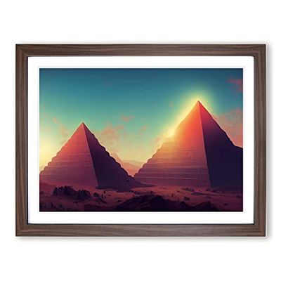 Pyramids In The Desert Vol.1 H1022 Framed Print for Living Room Bedroom Home Office Décor, Wall Art Picture Ready to Hang, Walnut A4 Frame (34 x 25 cm)