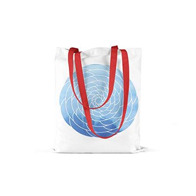 Bonamaison, 100% Algodón Bolso De Mano Impreso, Bolso de la Compra Reutilizable, Bolso De Compras, Ecológico, Plegable, Bolso de Tela de Lona con Asas Rojas, 34X40 Cm - Fabricado en Turquía