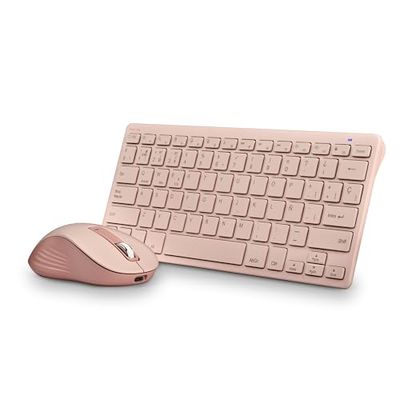 NGS Fantasy Kit Pink Combo Clavier et Souris Langue Française AZERTY Rechargeable sans Fil Silencieux Multimode (2,4 GHz/BT1/BT2), 12 Touches multimédia, dpi réglable, Compatible avec PC/Mac/Tablets