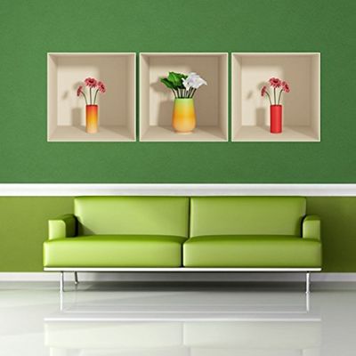 Pegatinas adhesivas 3D | Adhesivo decorativo para pared, diseño de flores, 30 x 90 cm