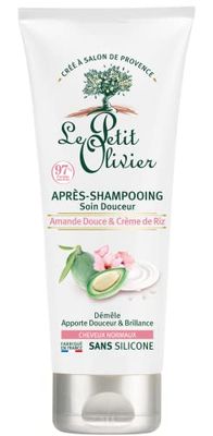 LE PETIT OLIVIER - Après-Shampooing Soin Douceur - Amande Douce & Crème De Riz - Démêle & Adoucit - Cheveux Normaux - Sans Silicone - Fabriqué en France - 200 ml