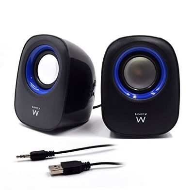 Ewent EW3501 - Sistema Audio 2.0 Speaker Casse Stereo, Alimentate via USB, Nero/Blu