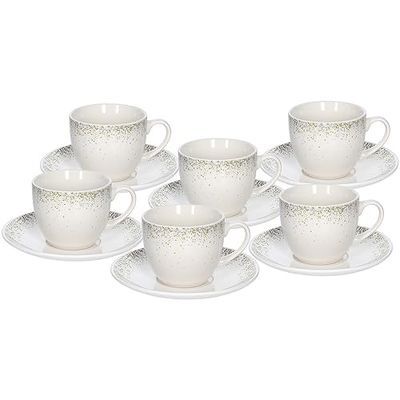 Tognana Astrid, set 6 tazze tè con piatto, new bone china, bianco
