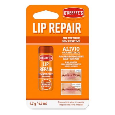 O'Keeffe's Lip Repair - Bálsamo labial reparador para labios secos y agrietados - 24h hidratación - Sin aroma