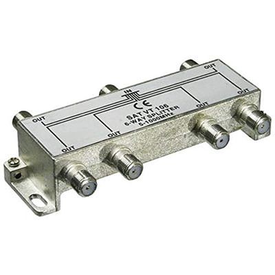 PremiumCord antennsplitter med 6 x F-kontakter, F-uttag till 6 x F-uttag, 6-vägs, 5–1 000 MHz, för kabel-TV och DVB-T2 HD