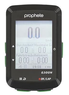 PROPHETE Fietscomputer GPS-navigatie, 14 functies, fietsnavigatie, waterdicht IPX6, verlicht display, Li-Ion-accu incl. USB-kabel en stuurhouder