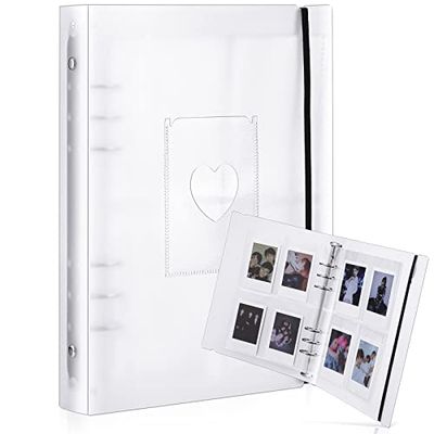 Mini álbum de fotos con 20 carpetas interiores de 6 anillos para tarjetas fotográficas A5 Kpop soporte para tarjetas de fotos, carpeta de álbum de fotos, fundas transparentes para tarjetas de visita o