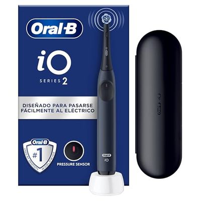 Oral-B iO 2 Cepillo de Dientes Eléctrico Azul Mar, 1 Cabezal, 1 Estuche De Viaje, 3 Modos De Cepillado, Sensor De Presión y Temporizador, Diseñado por Braun