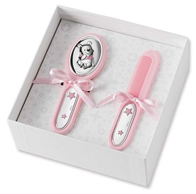 Disney Baby Petite enfance - Coffret cadeau avec brosse à cheveux et peigne indispensable entre les accessoires pour bébé avec finitions Winnie l'ourson en argent