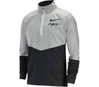 Nike M NK ELMNT Top HZ Hybrid GX T-Shirt à Manches Longues Homme Black/White/Reflective Silv FR : XL (Taille Fabricant : XL)