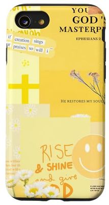 Croix chrétienne esthétique jaune fleur foi Coque pour iPhone SE (2020) / 7 / 8