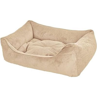 Dandy Dog Cuccia per cani Relax Beige – Fodera rimovibile e imbottitura lavabile in morbido velluto resistente di alta qualità Made in Germany – Taglia M