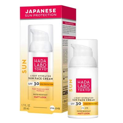 HADA LABO TOKYO Sun Face zonnecrème gezicht 50 ml 30 SPF UVA UVB - zonbescherming - sunscreen - dagcrème - hydrateert - voor de gevoelige huid