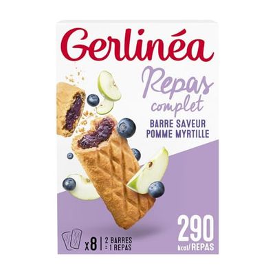 Gerlinéa - Barre Fourrée - Substitut de Repas Complet et Rapide - Saveurs : Pomme Myrtille - 199289