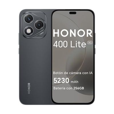 HONOR 400 Lite 5G - Smartphone de 8GB+256GB, Dual SIM NFC, 108MP con Botón con IA, 6.7'', Pantalla AMOLED con protección de la Vista, Batería de 5230mAh, IP65&SGS, MagicOS 9.0, Velvet Black